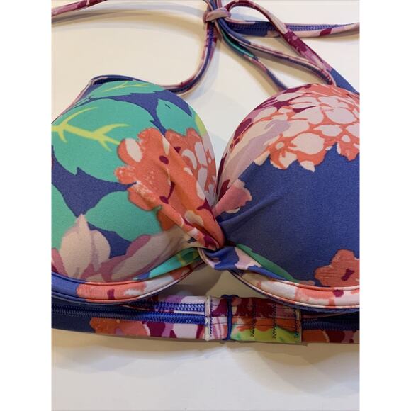 Aerie Padded Push Up Bikini Top Colorful Flowers Size 34A - Picture 3 of 5